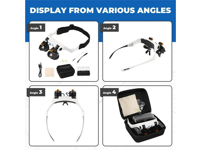 Magnifying Glasses with LED Light, Hands Free Magnifier with 14 Interchangeable Lenses 3X 4X 5X 6X 7X 10X 15X