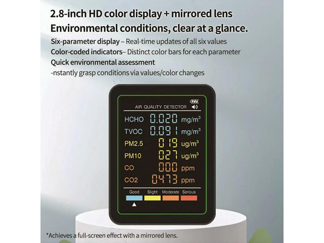 6 in 1 Air Monitor Multifunctional Automatic Display Indoor Office Wall Hanging Screen Display Air Detector A