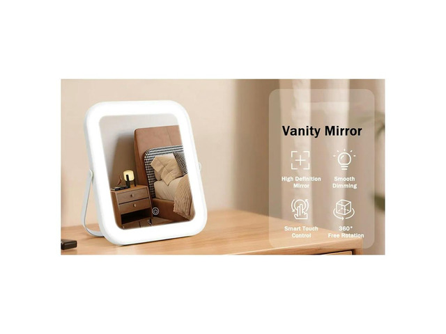 8' X 10' Lighted Vanity Mirror with 3-Color Dimmable LED 360° Rotation Makeup Mirror for Bedroom Desk or Travel