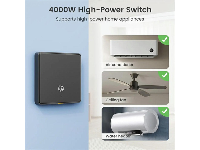 20A 4000W RF433 Switch for Hot Water Heater AI Assistant Tuya Wall Switch Power Monitor Work Black