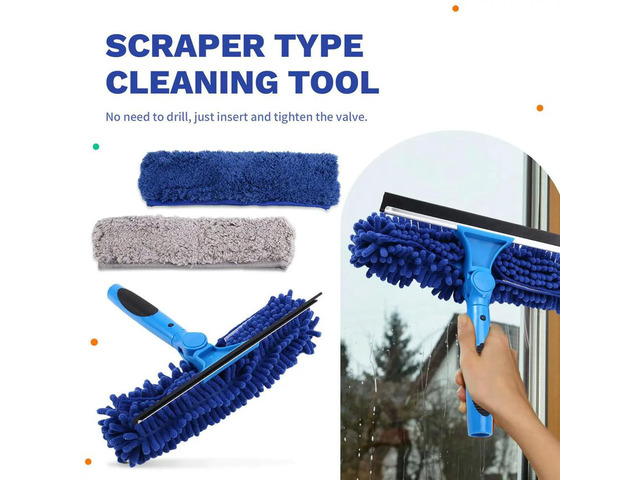 2-in-1 Window Cleaning Brush Squeegee Kit High-Reach Outdoor Glass Cleaning Cleaning of Various Window/Tiles/Floors