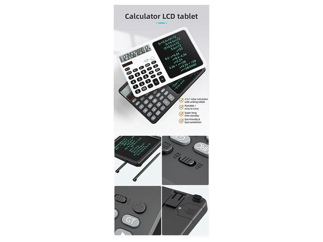 Multifunction Solar Calculator with Handwriting Pad for Financial Accounting Handwriting Computer Business Drawing Black