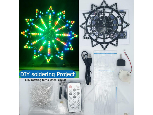 DIY electronic kit LED rotating ferris wheel circuit learning soldering kit 16kinds flashing mode remote control(not assembled