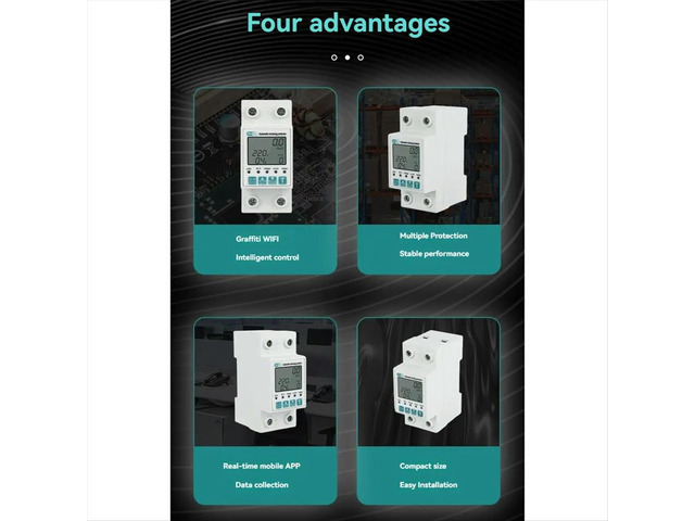 Tuya 2P Energy Meter Power KWh Meter Earth Leakage over Under Voltage Protector Work with Tuya Life