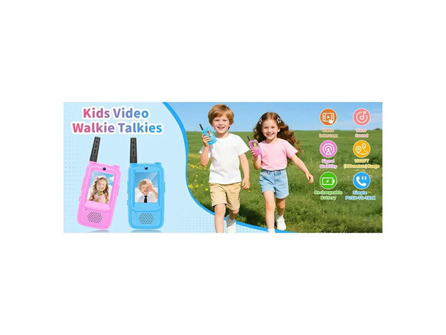 1Pair Video Walkie Talkies for Kids Rechargeable Kids Walkie Talkies Long Range Birthday Toys Gifts for 3-12 Year