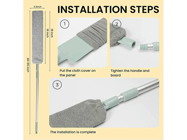 Extendable Microfiber Duster Versatile Cleaning Tool for Ceilings, Blinds, Under Furniture Washable Dusting Wand
