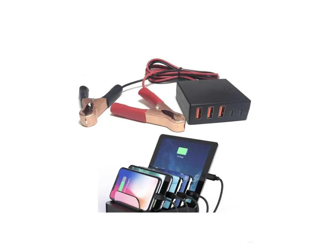 3xUSB-A and 2xType-C Car 12V 24V to 5V USB Charging Converter 5-Port Car Adapter for Car Batteries