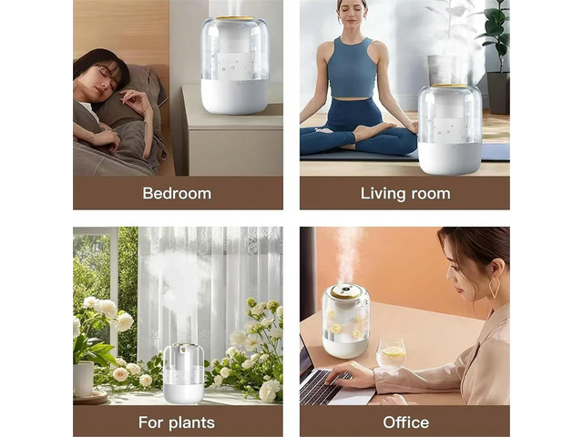 Air Humidifier 2L Quiet Cool Mist Humidifier for Plants Office Home Car Humidificador with 3 Mist Modes & Night Light