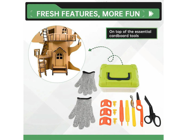Cardboard Tools for Kids with Cutter &Tool Box, 150 PCS Cardboard Construction Kit for Family & Team Activities