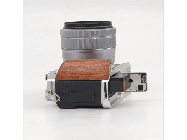For Fuji XM5 L-Type Camera Wooden Handle Arca Swiss Quick Release L Plate Compatible Tripod Mount Silver