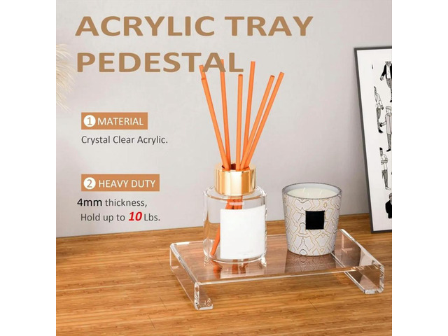 Acrylic Bathroom Counter Tray: Water-Resistant Kitchen and Bathroom Tray Countertop Decor Candle Tray Decor 2 Pack