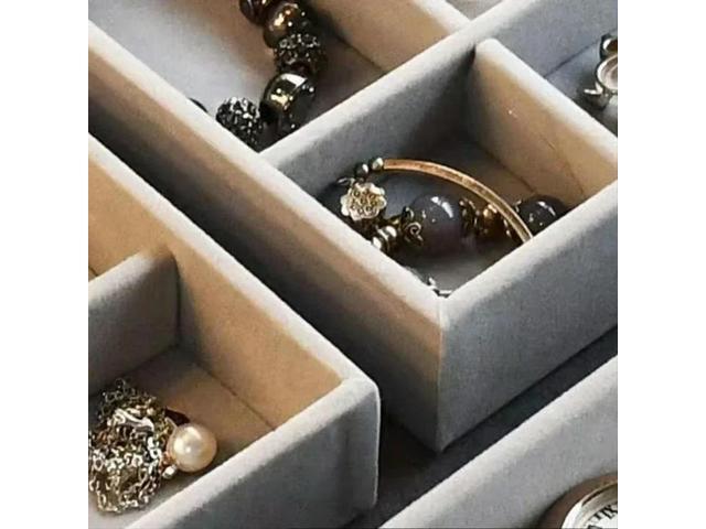 Capacity High-Grade Exquisite Oxidation Three Drawer Desktop Jewelry Bracelet Ring Jewelry Large Box Gray