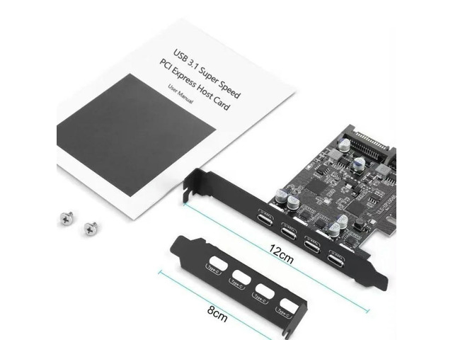 PCI-e Gen2 4x USB3.2 3.1 Card with Chip ASM3142 4-Port Type C Hub Internal Expansion Card Controller Adapter for Desktop PC