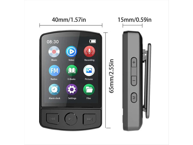 MP3 Player Sport Clip Walk Man HiFi Sound 1.8inch Screen Ultralight Bluetooth 5.2 MP3 Player Button for Sport