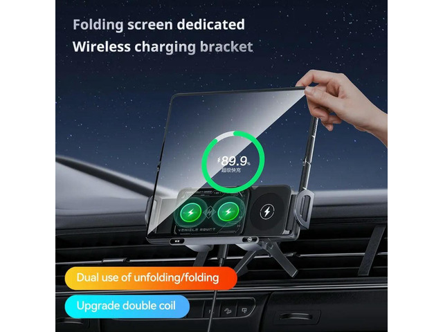 15W Car Phone Charger Holder 360° Rotation for Galaxy Fold 6 5 4 Z Flip S25 for Car Phone Holder