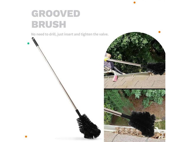 Nine-Section Splicing Rod with Grooved Brush Kit Roof Cleaning Tools Easy Remove No Climbing Required Brush Length 298cm
