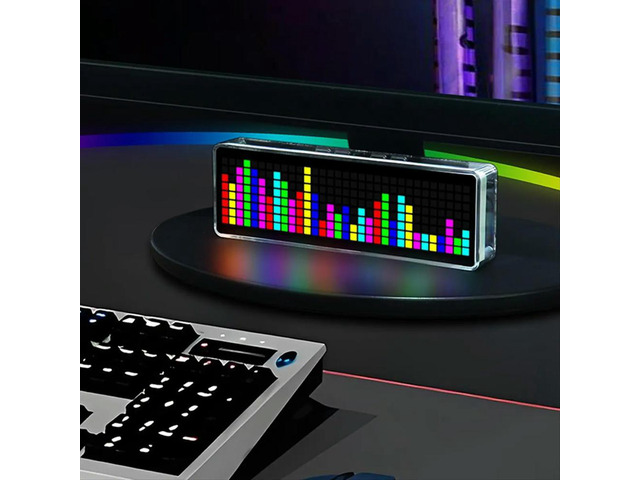 LED Music Spectrum Sound Display Electronic Clock RGB Light Colorful Spectrum Pickup Atmosphere Lamp Level Indicator