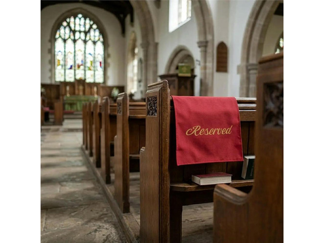 12 Pieces Reserved Seating Signs for Chairs 22 Inch Reserved Signs for Church Pews Cloth Placeholder for Restaurant B