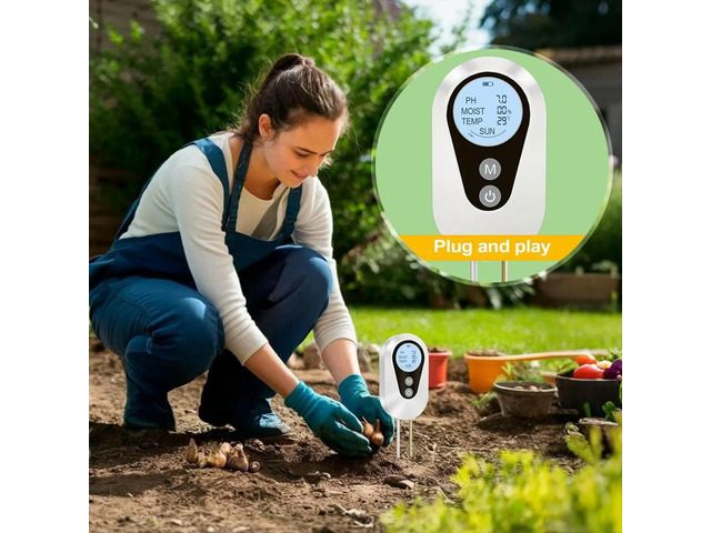 Digital Soil Tester 4-in-1 Soil PH Moisture Light Temperature Meter for Garden Plants Greenhouse Farm Outdoor Indoor