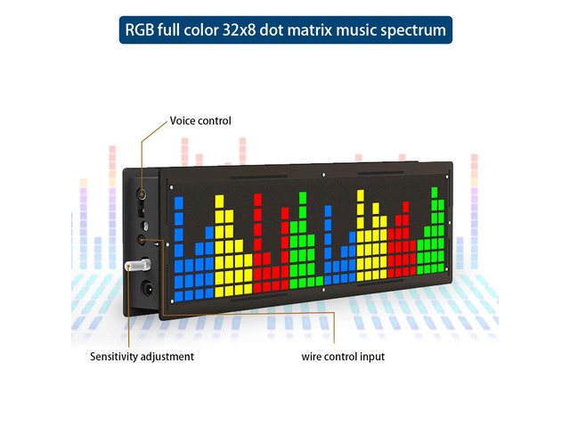 diy electronic music spectrum kit RGB full color 32x8 lattice music spectrum display SMD WS2812 clock diy soldering project