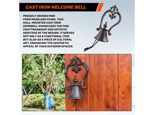 Nordics Style Vintage Brown Iron Door Bell for Garden and Porch