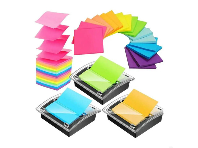 2025 Useful Spring Loaded Adhesive Paper Dispenser 3 Set Provides 24 Colorful Writing Sheets
