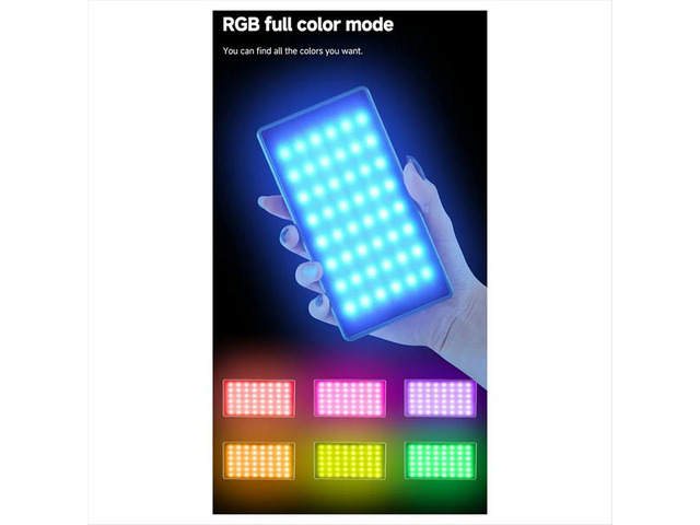 RGB Video Light 10W Selfie LED Camera Light with 2500-9900K 4000mAh Rechargeable CRI 96+ App Control Fill