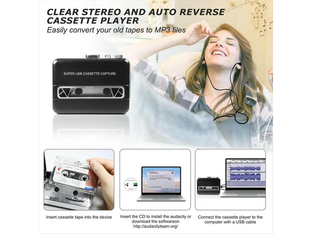 Upgrade USB Cassette Tape to PC Super USB Cassette-to-MP3 Capture Audio Music Player CD Converter