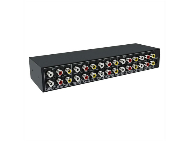 AV Splitter 2 in 8 Out Composite Video RCA Splitter 8 Way 3 RCA Splitter Amplifier Distributor 2 in 8 Out Switcher Box
