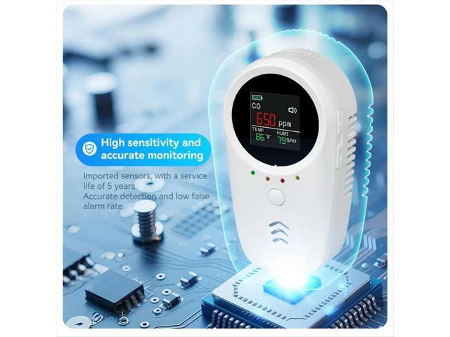 Gas, Carbon Monoxide, Temperature, Humidity Detection with HD Display Safety Alarm for Home Apartments & Villas US PLUG