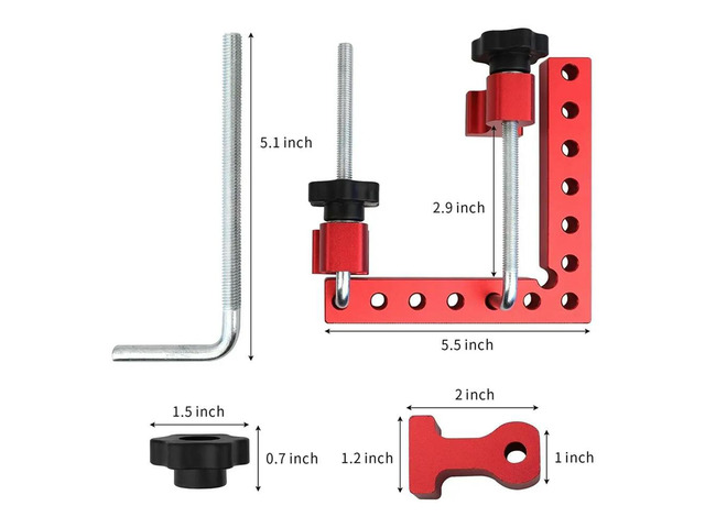 90Degree Positioning Squares,Right Angle Clamps 5.5inch X 5.5inch Aluminum Alloy for Woodworking Picture Frames,Cabinets