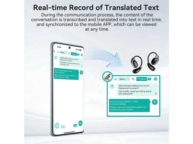 V18 Language Translator Earbuds 150 Languages High Accuracy AI Instant Translator Device BT Earphones Black