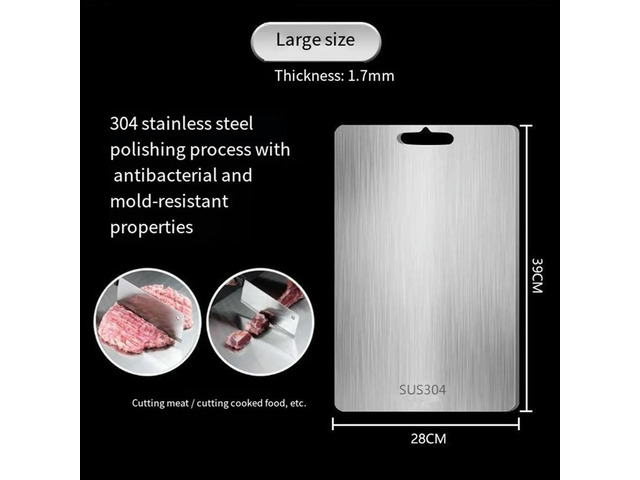 316 Stainless Steel Kitchen Cutting Board Mildew Household Kitchen Kneading Panel Low Noise Cutting Board 46x30cm