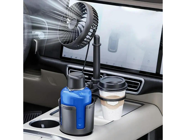 3 Speed USB Car Fan For Cup Holder Adjustable Height 360 Rotation For Hot Weather Driving