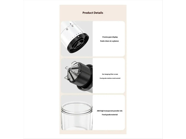 uyuy Coffee Grinder for Outdoor Household Use,Detachable Lid, Adjustable Thickness for Adding Beans,Electric Coffee Grinder,A