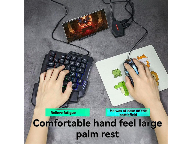 35Key Ergonomics RGB Gaming Keyboard+Keyboard and Mouse Converter+Mouse 5 in 1 Mobile Game Combo Kit for PUBG