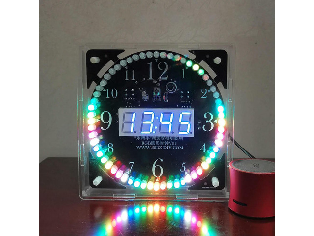 DIY electronic clock kit 14.5*14.5cm with case led digital tube date wetemperature diy soldering kit project for adults