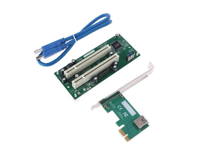 2025 PCI-Express to PCI Adapter Card PCIe to Dual Pci Slot Expansion Card USB3.0 Add on Cards Converter PCIE x1 to x16 Card