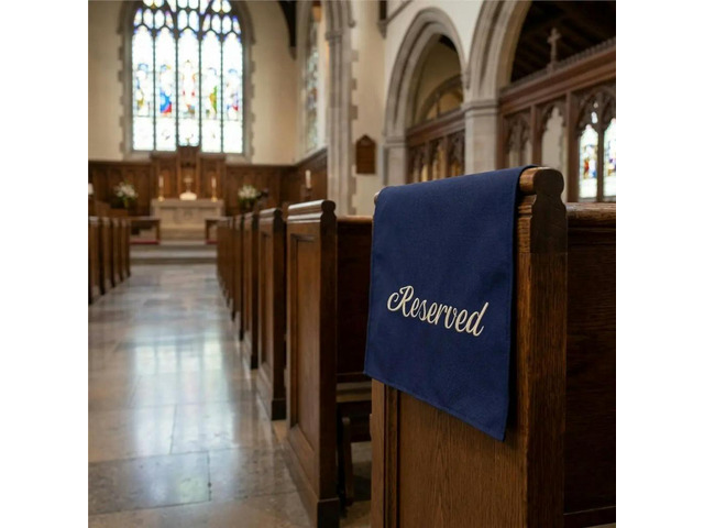 12 Pieces Reserved Seating Signs for Chairs 22 Inch Reserved Signs for Church Pews Cloth Placeholder for Restaurant A
