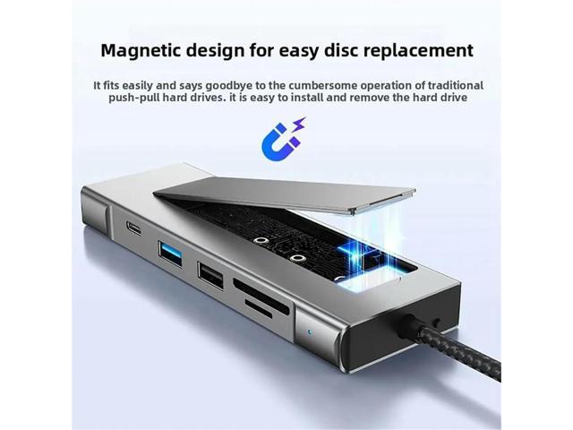 8in1 USB Hub M.2 NVMe SATA W/H SSD Enclosure USB3.2 Type-C to HDMI-Compatible Laptop Dock Station USB Adapter