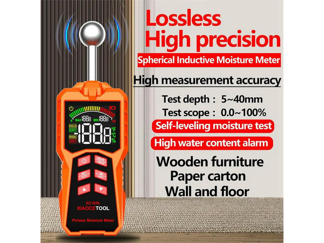 XIAOCETOOL XC167A Pinless Moisture Meter Timber Damp Detector Wall Floor Leak Detector Wood Moisture Meter