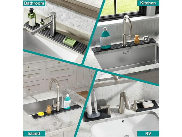 Stone Faucet Mat for Kitchen Sink, Quick Dry Sink Splash Guard, Water Absorbing Stone Tray, Prevents Moisture Buildup