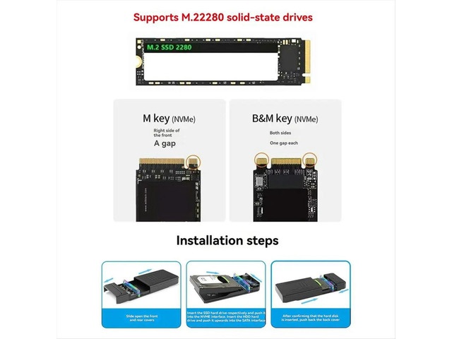 2.5/3.5 Inch HDD M.2 NVME SSD Case Dual Disk Case USB 3.0 Hard Drive Enclosure External Hard Disk Box US Plug