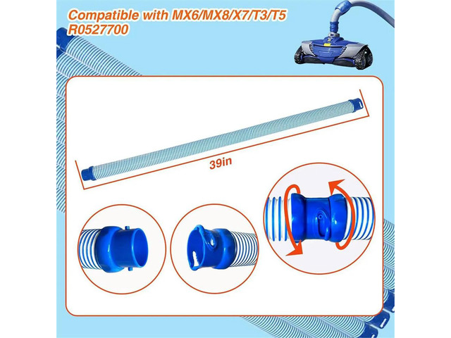 5 Pack 39' R0527700 Pool Vacuum Hose Replacement for Zodiac MX6 MX8 T3 T5 X7, Twist Lock Cleaner Hose