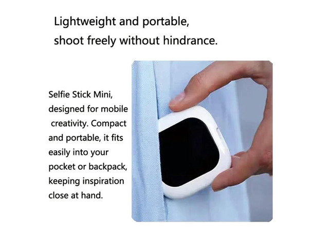 Phone Mini Selfie Monitor Screen Magnetic Mount Phone Rear Camera Selfie BT Connection for Selfie Live White