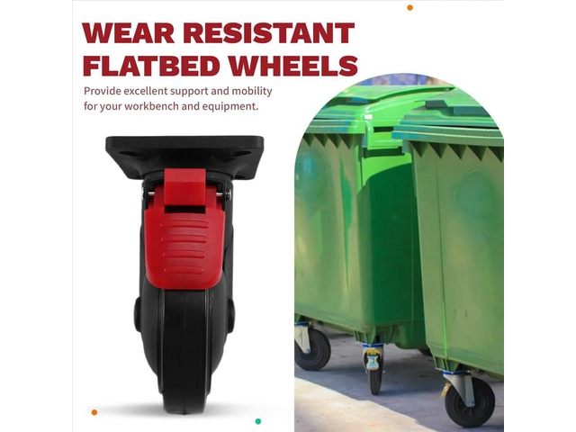 5 Inch Caster Wheel with Brake Bracket Mute Swivel Casters for Workbenche Machine Electric Equipment Shelve Trash Bin
