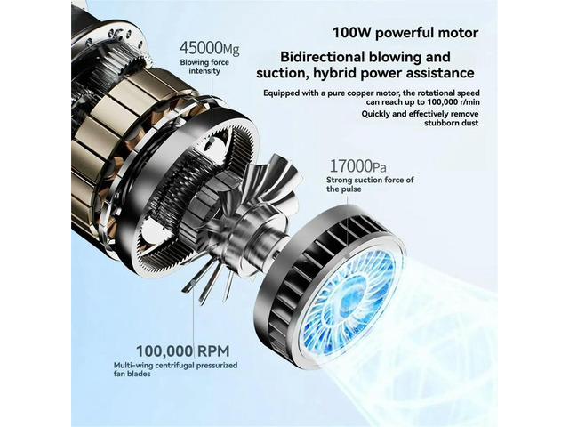 Car Vacuum Cleaner Handheld Brushless Vacuum Car Dust Remover Dual-Function Suction/Blowing Pet Hair Remover