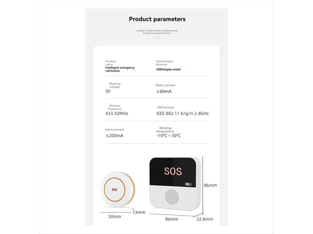 Tuya SOS+3Call Button for Elderly Emergency Medicals Alert System with Caregiver Pager for Seniors Patients