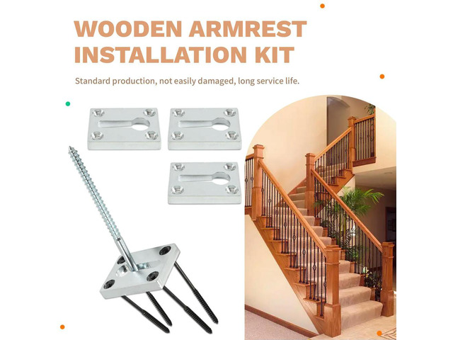 4 Sets el Post Fastener Wood Handrail Installation Hardware Works on Finished Floors,Stairs,Ceramic Tile and Concrete