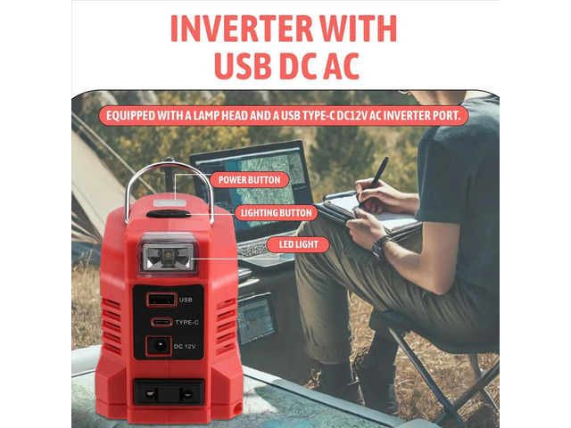 Inverter Converter 220W Power Inverter for Einhell 18V Li-Ion with LED Light Inverter Power Station EU PLUG